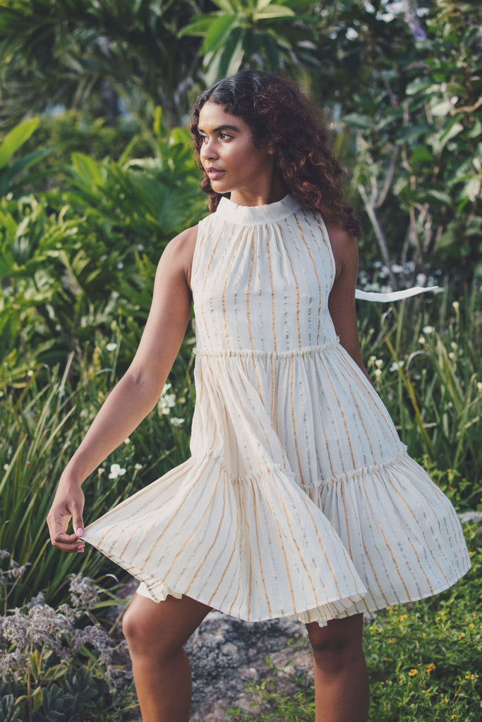 sheen dress Silver + Gold Ivory Mini Sheen Dress