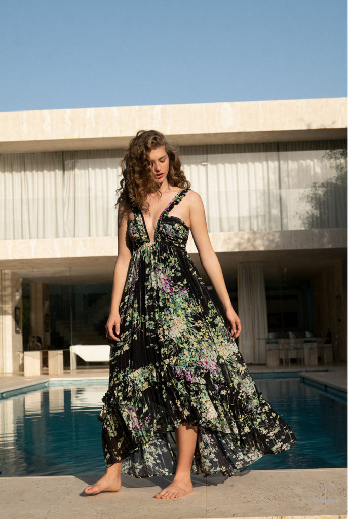 kimberly maxi dress in velvet green Kimberley Sequins Fringe Slit Maxi Dress