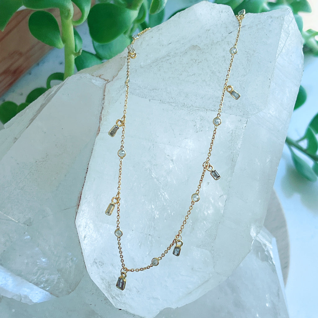 Isla + Baguette Diamond Dangle Necklace