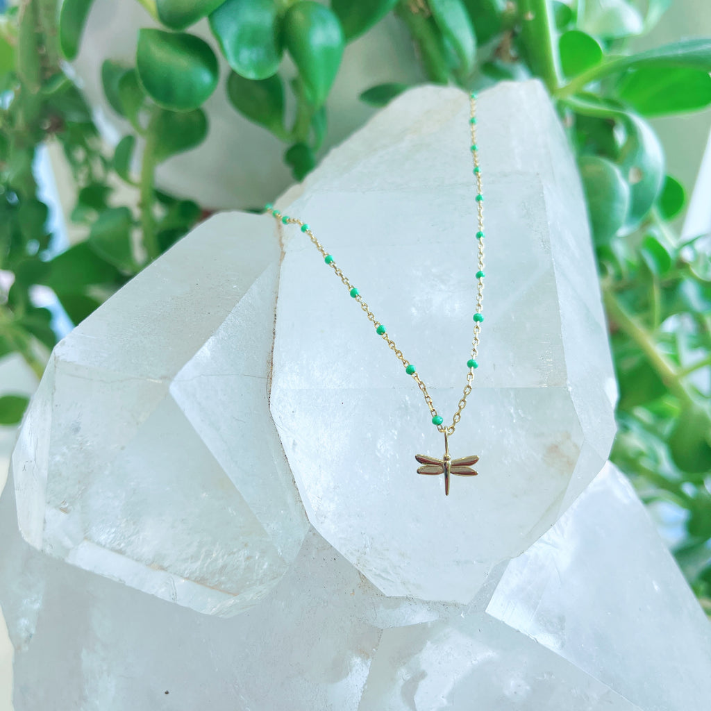 Dragonfly Green Necklace