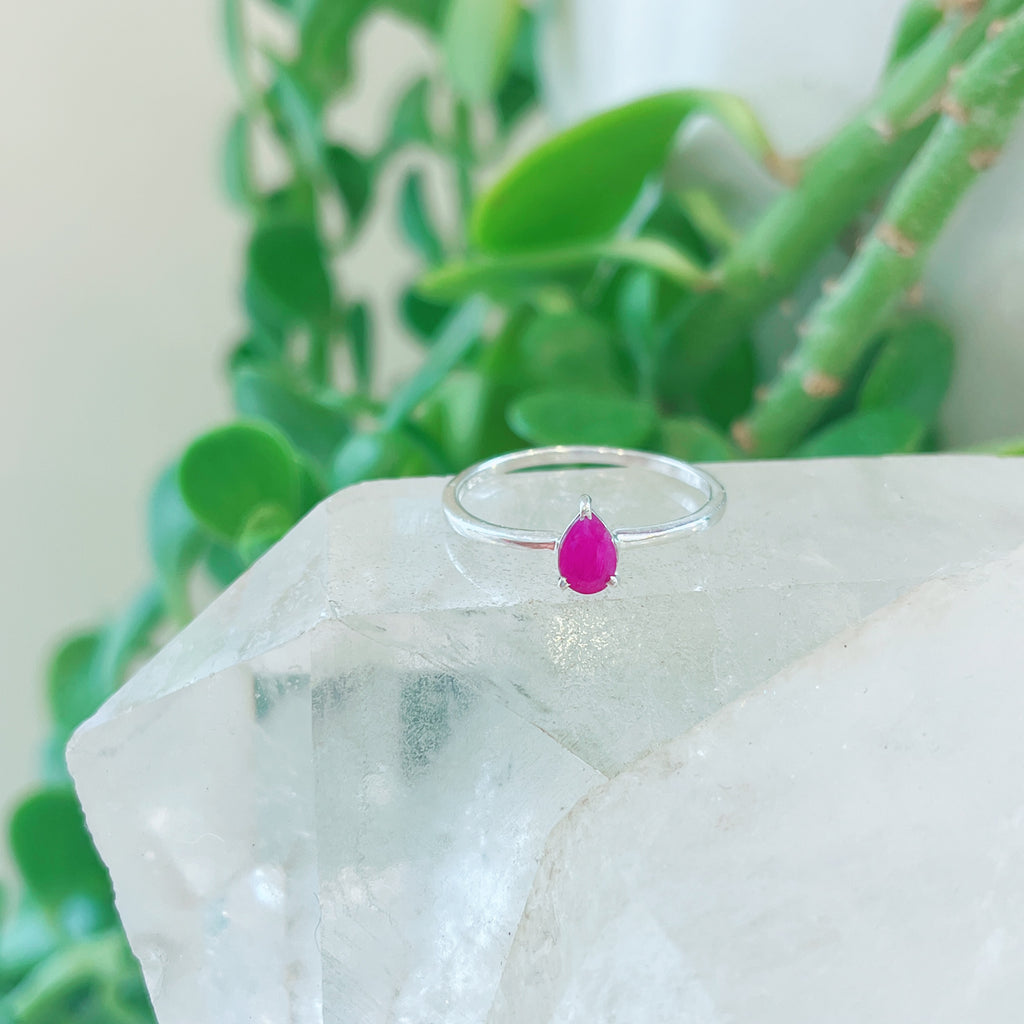 Silver Pink Ruby Ring