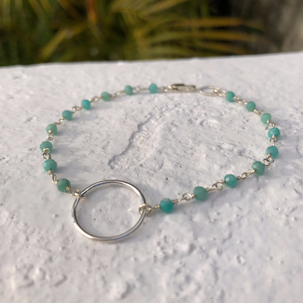 Silver Amazonite Beaded Bracelet