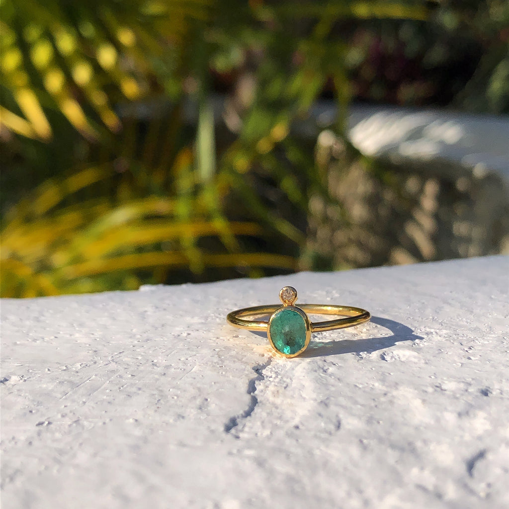 Oval Emerald + Diamond Ring
