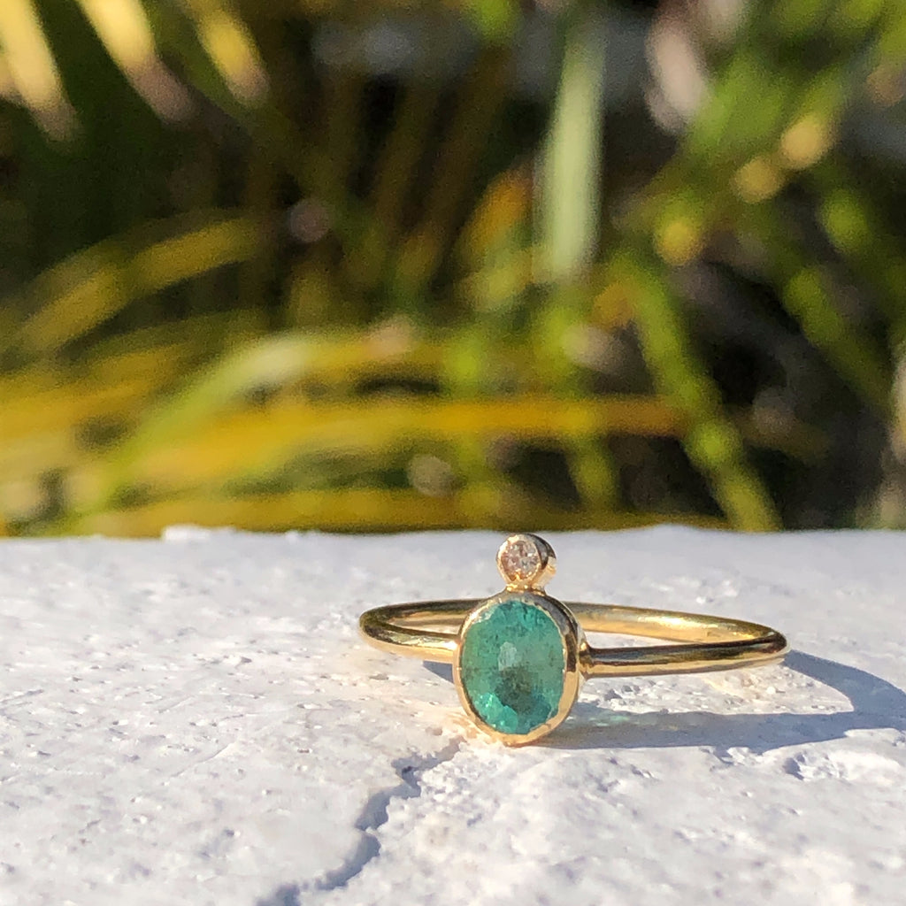 Oval Emerald + Diamond Ring
