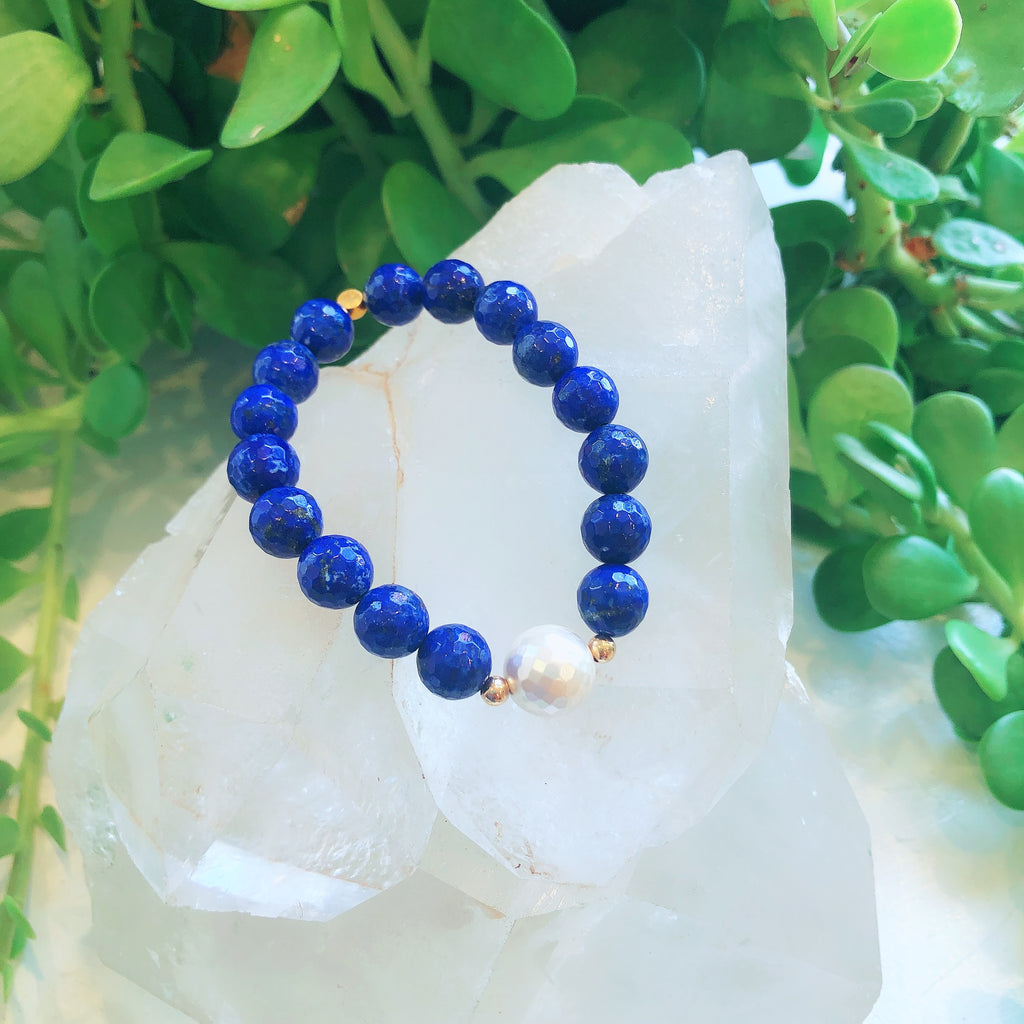Blue Lapis Bracelet with Pearl