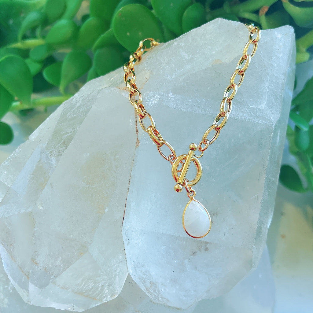 Chunky Oval Link Necklace with Moonstone