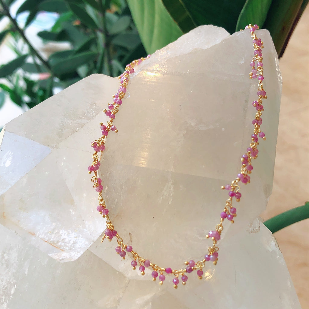 Multi-Beaded Necklace with Semi-precious Stones