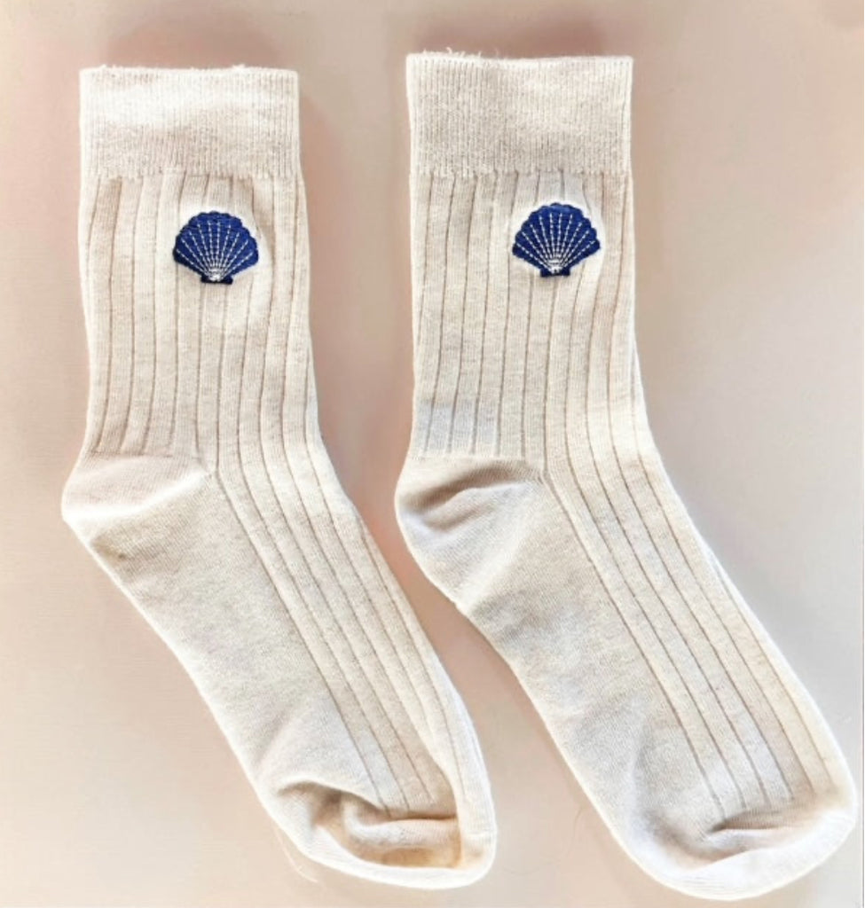Blue Sea Shell Socks