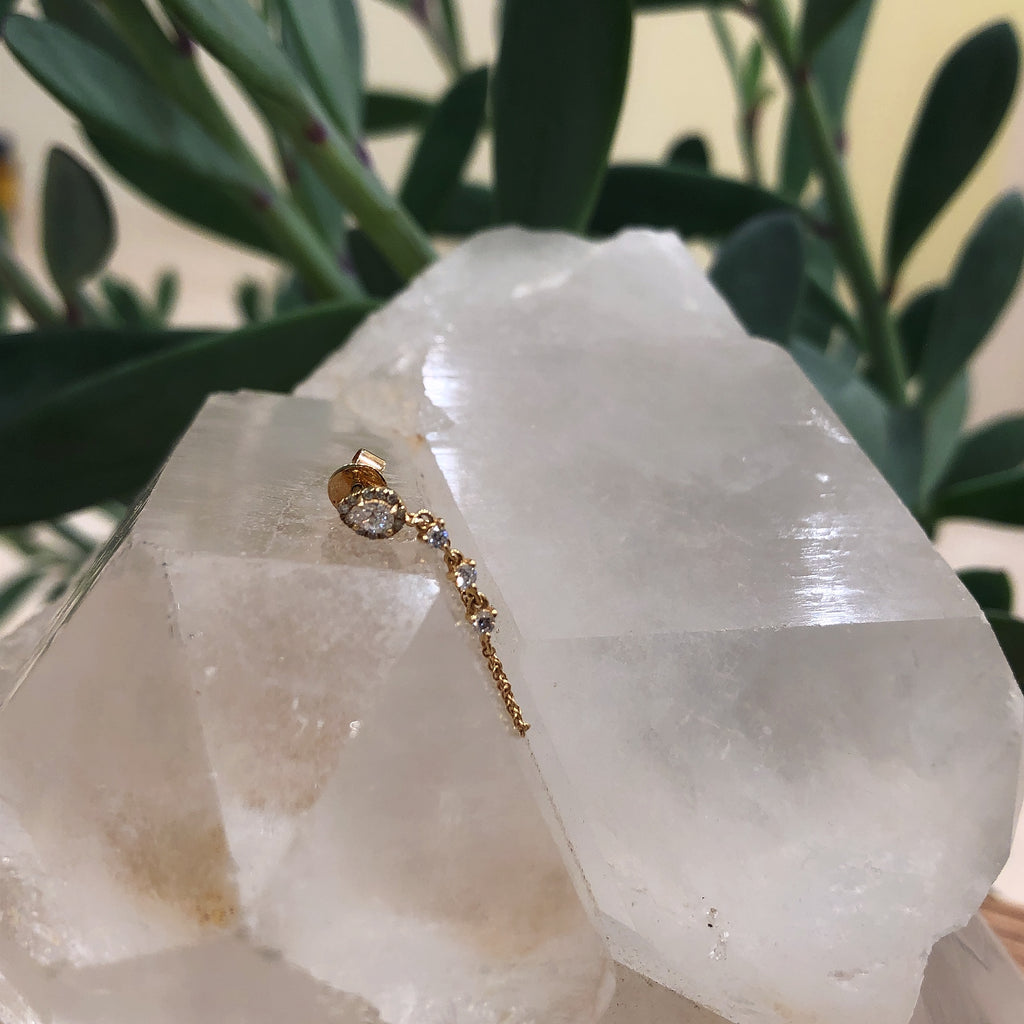 Pear Diamond Post with Three Isla Dangle Earring