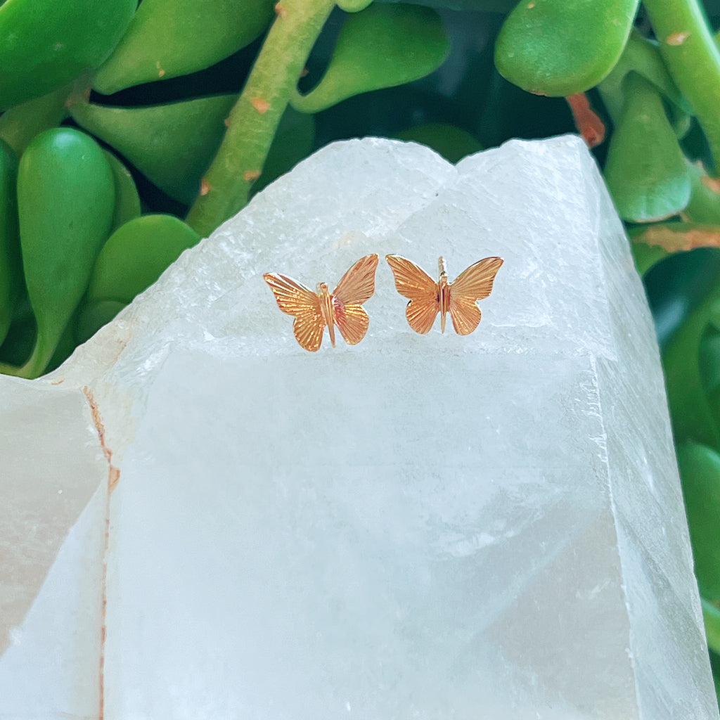 Golden Monarch Butterfly Studs