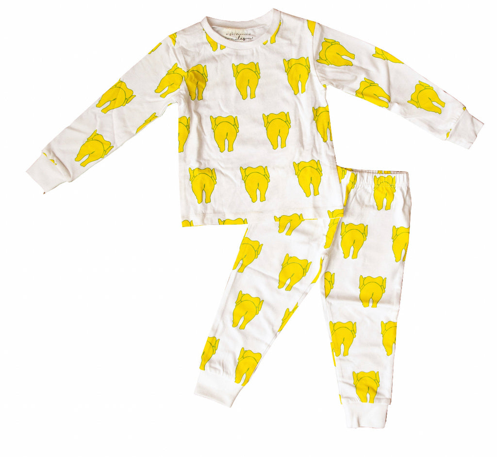 Yellow Elephant Knit Kids Pajamas