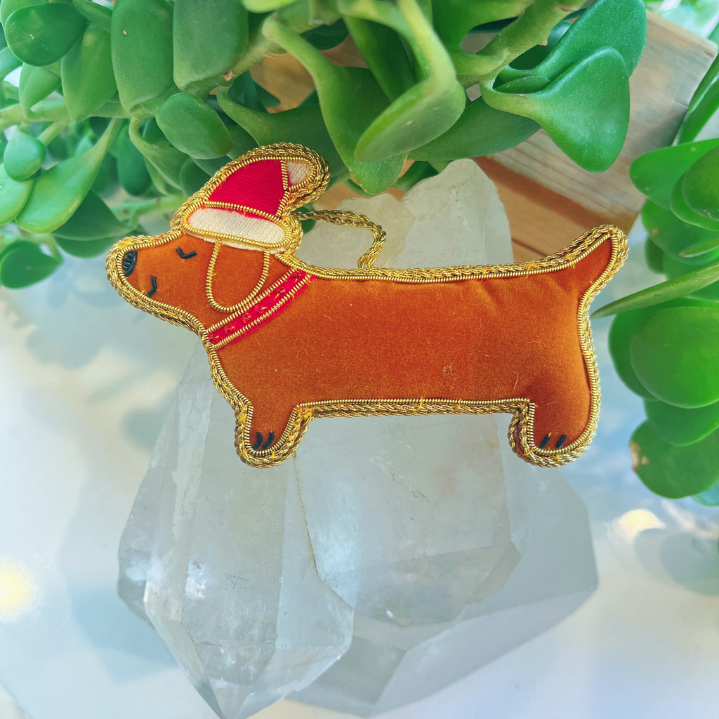 Santa Sausage Dog Zari Decoration 1609 Design santa-sausage-dog-zari-decoration-1609-design