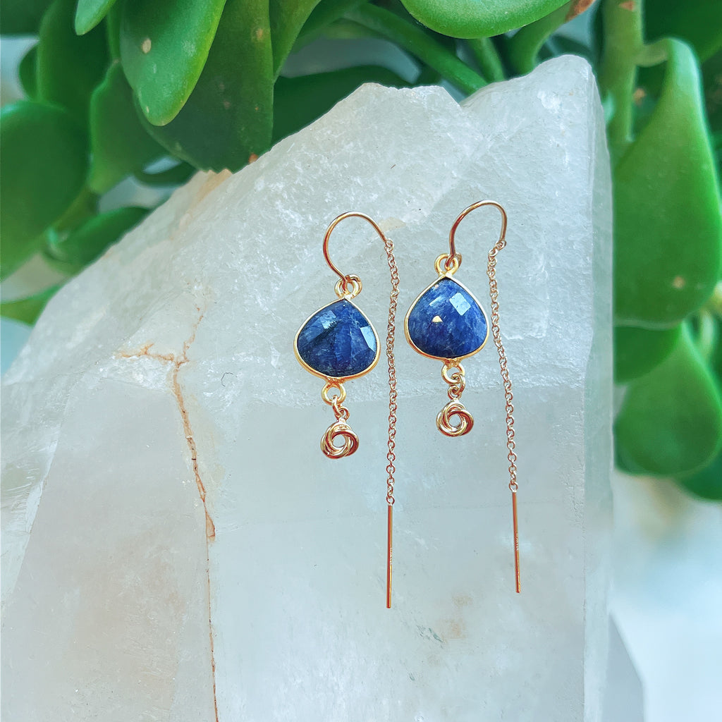 Blue Lapis Threaders with Knot Drops