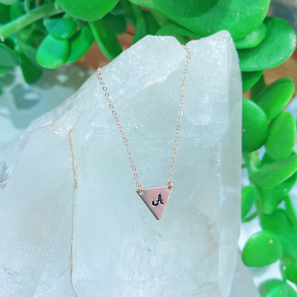 Gold Triangle Initial Necklace