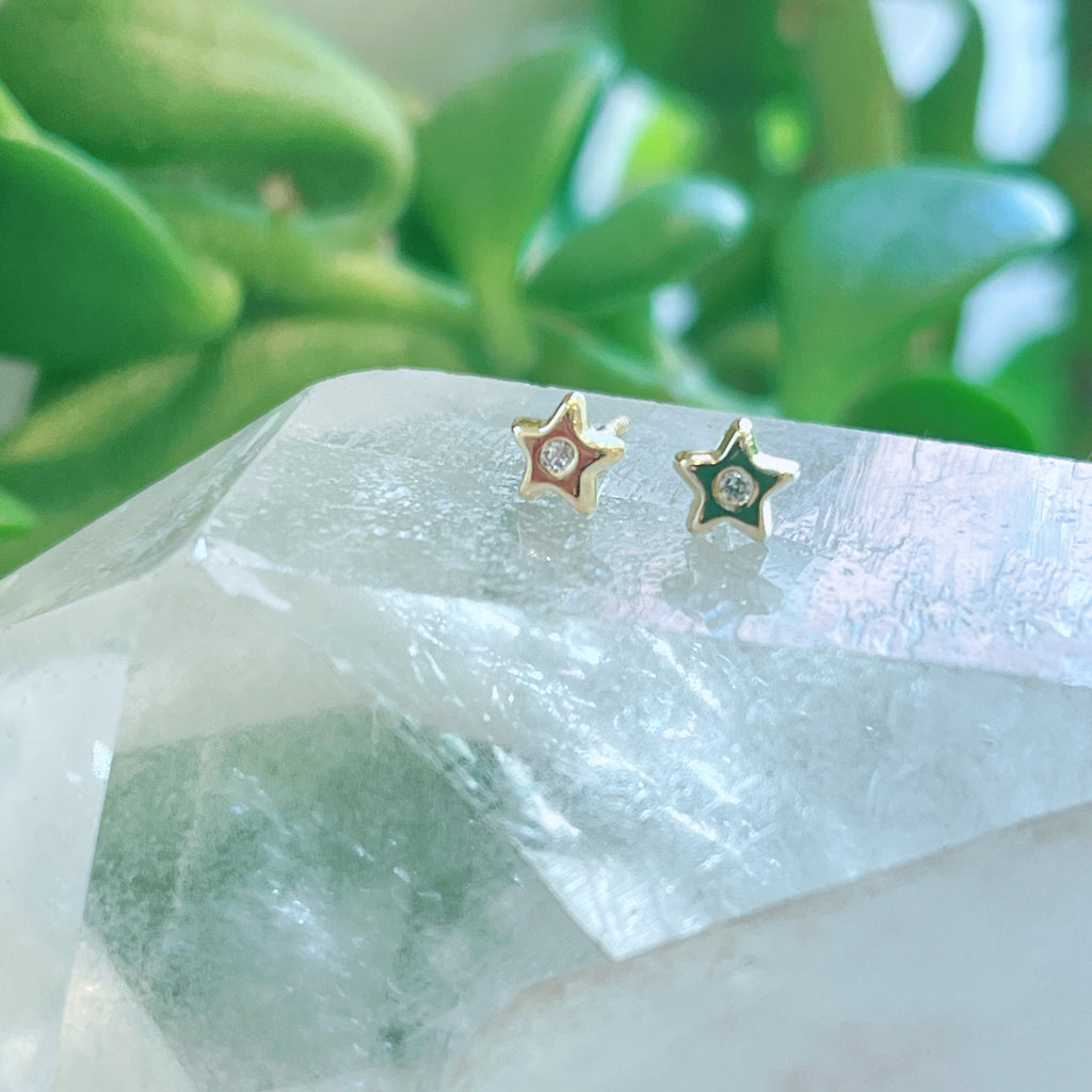 Tiny Diamond Star Studs