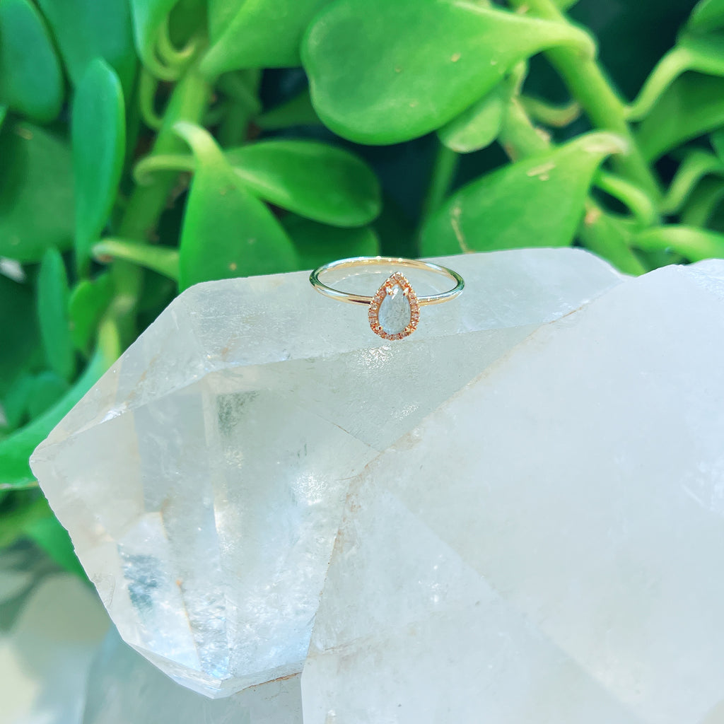 Labradorite + Diamond Ring