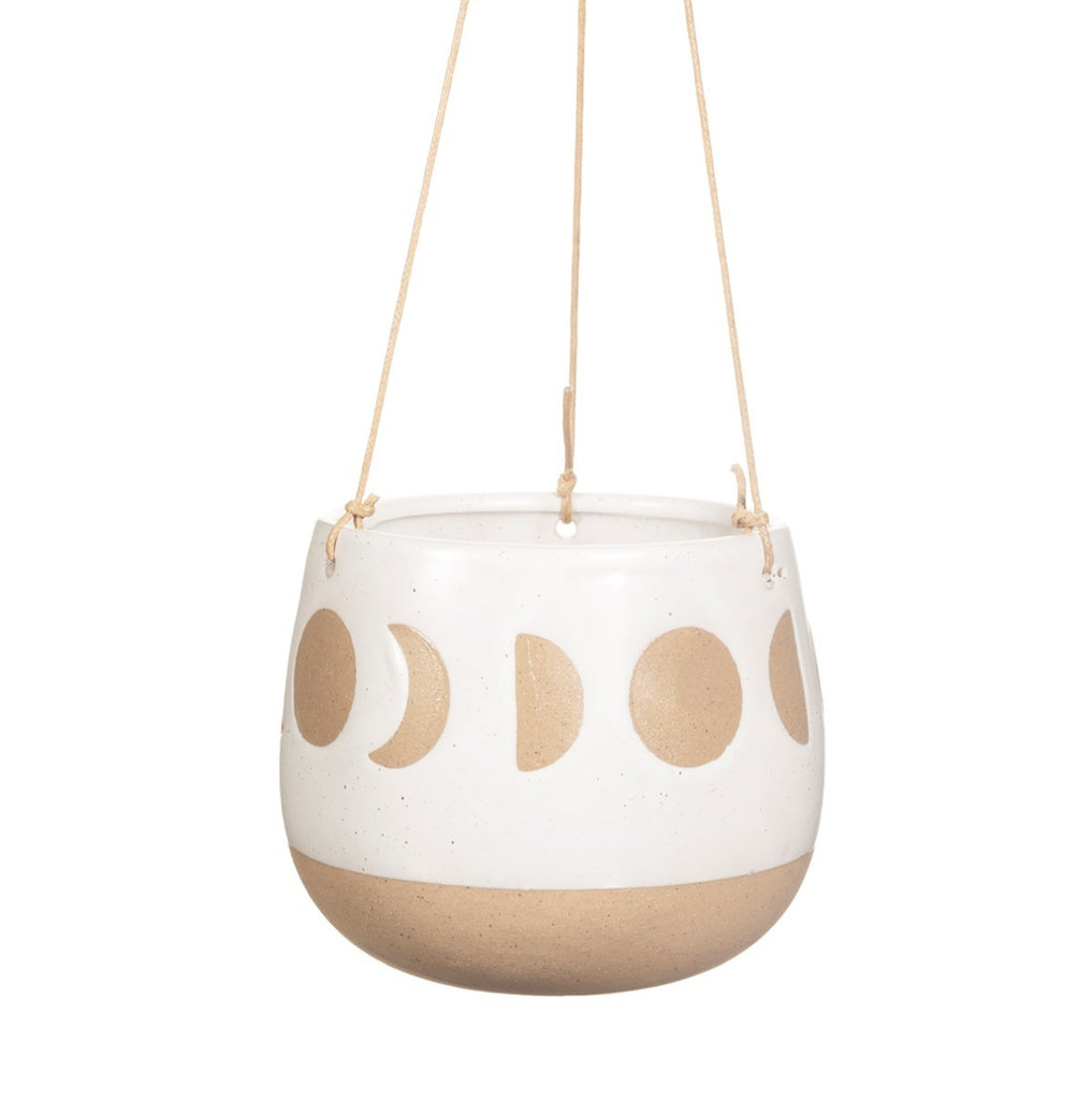 Moon Phases Hanging Planter White