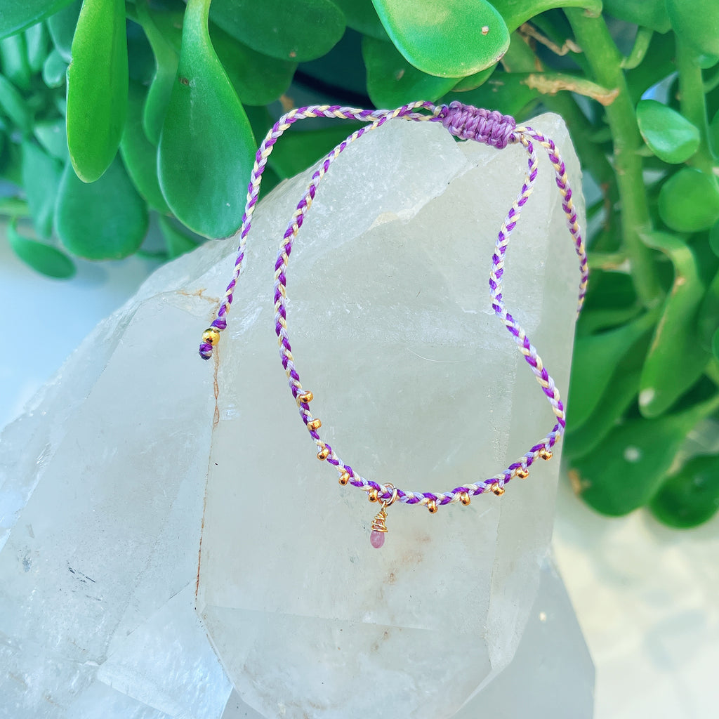 Multicolour Threaded Anklets with Charm