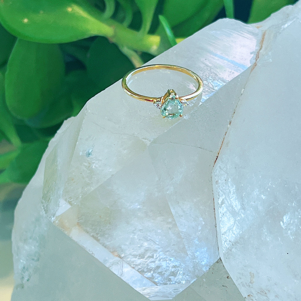 Paraiba Tourmaline + Diamond Ring