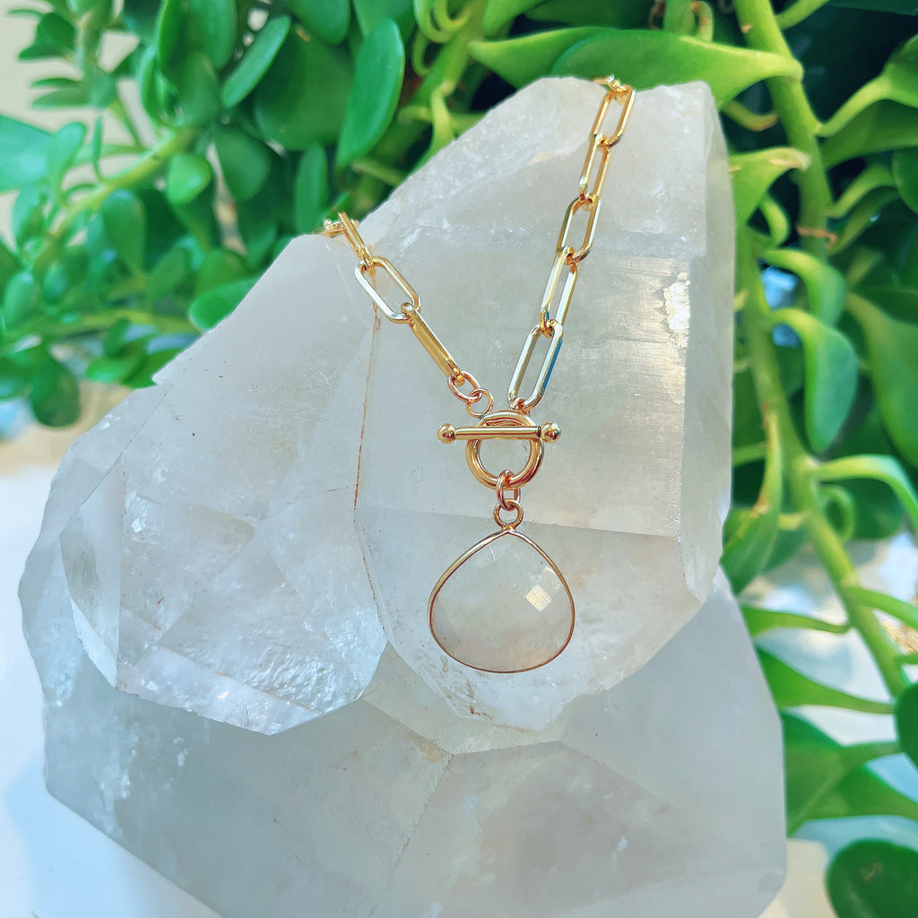 Moonstone Paperclip Chain Necklace
