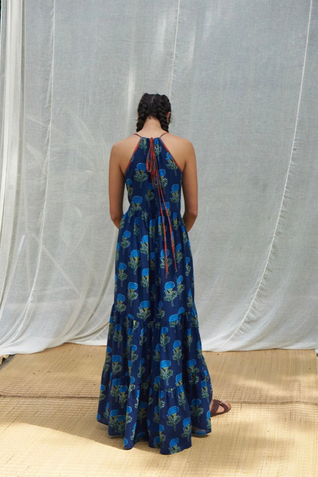 Simar Dress in Blue Marigold
