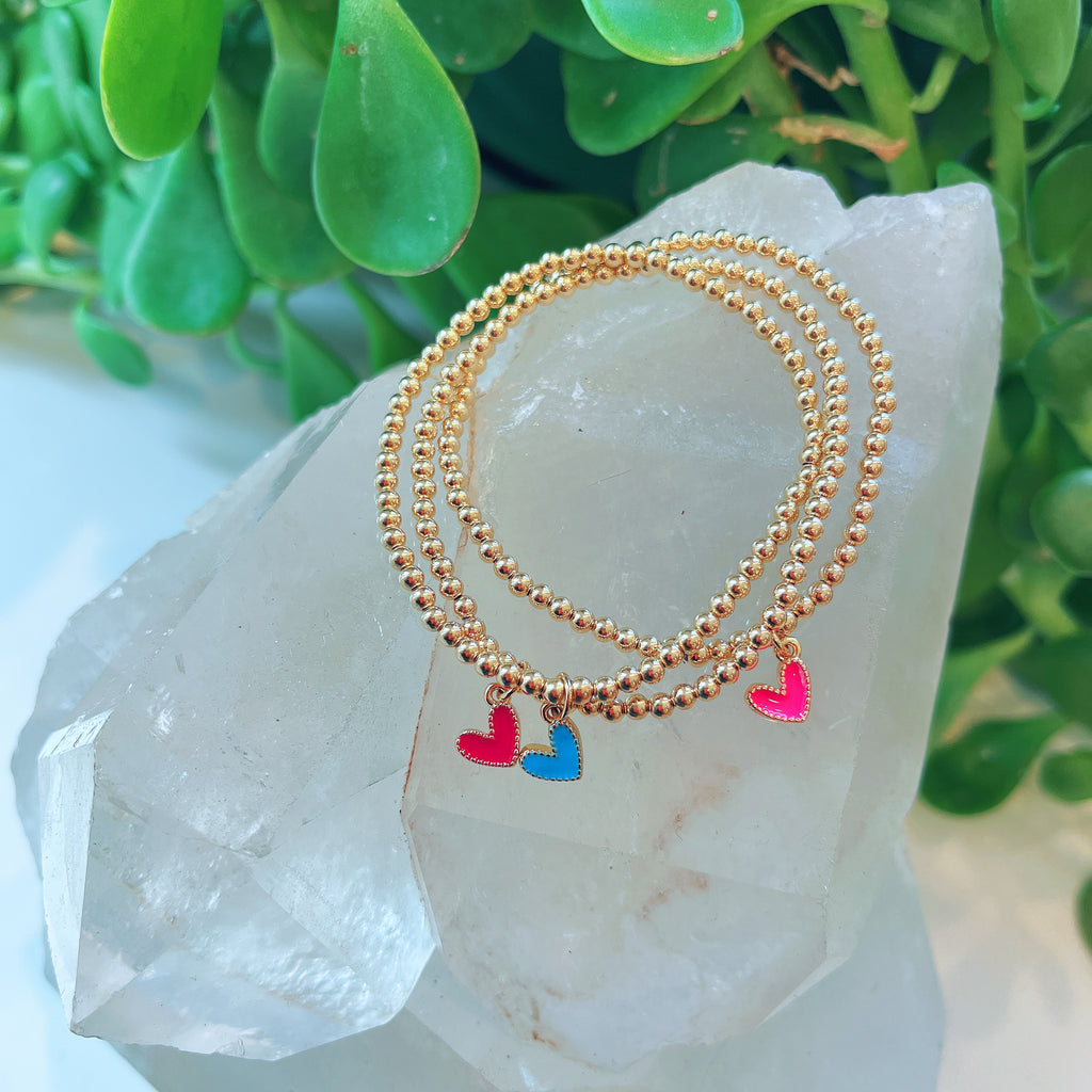 Gold Bead Heart Bracelet