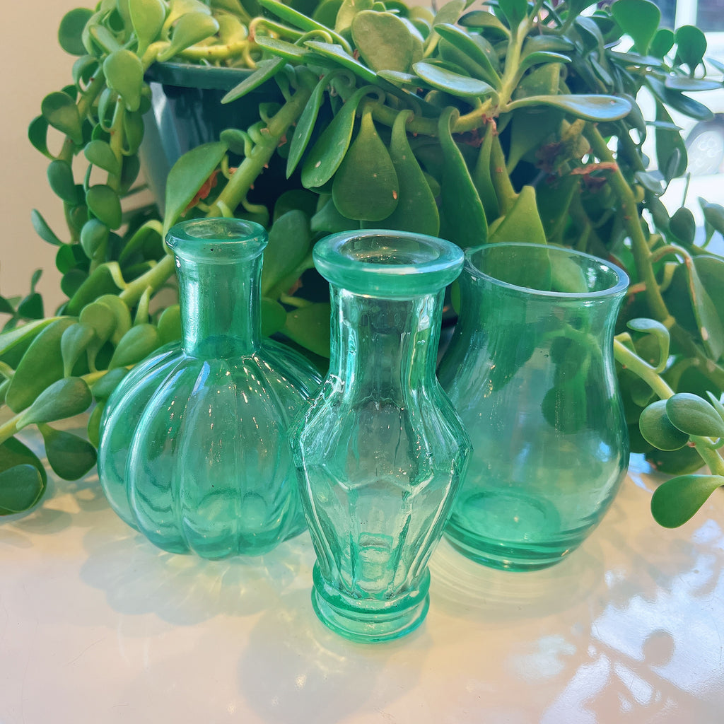 Recycled Glass Vintage Bud Vase Set 3