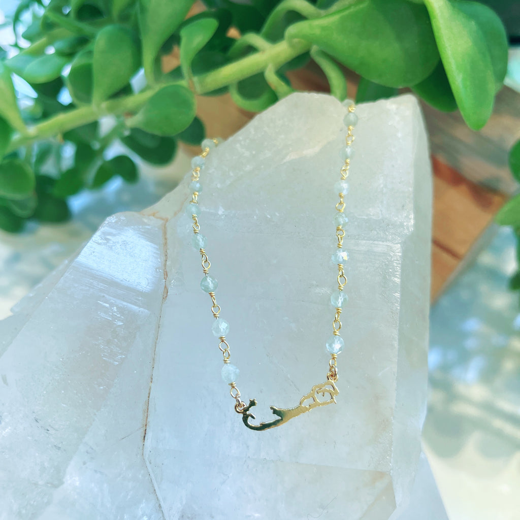 Bermuda Map Gold Beaded Necklace