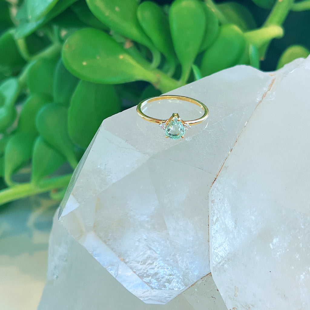 Paraiba Tourmaline + Diamond Ring