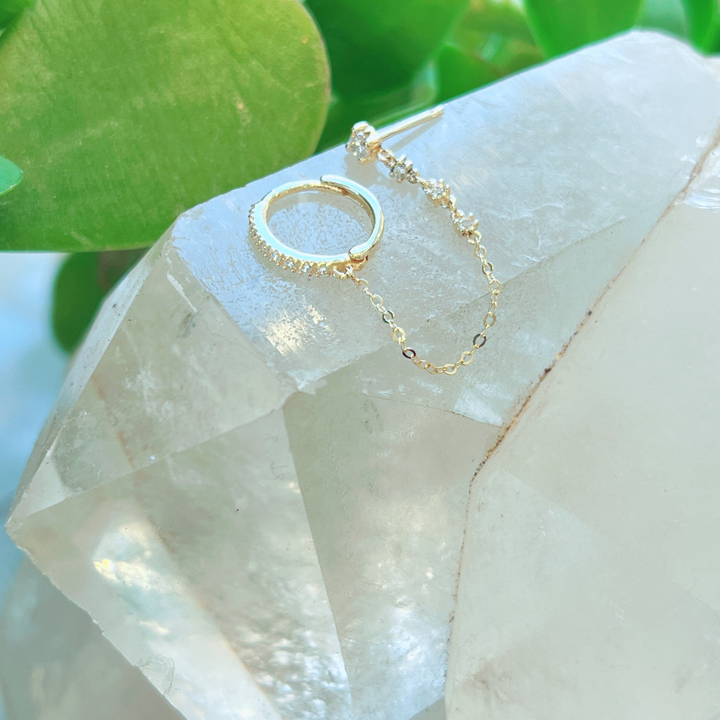 Isla Rope Chain Pave Hoop + Four Isla Stud Chain | 1609 Design