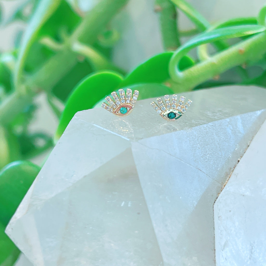 Emerald + Diamond Eye Studs